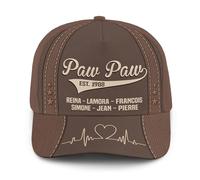 Gorra De Béisbol Grandfather Familiar: Personaliza Los Nombres De Tus Nietos Y Su Patrón Marrón Gorra De Táctico Moda Ajustable Visera Sombreros, para Deporte, Exterior, Playa, 57-60cm