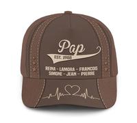 Gorra De Béisbol Grandfather Personaliza A Su Familia con Nombres Y Latidos del Corazón Sombrero Pico Moda Clásica Gorras De Golf, para Senderismo, Deporte, Hombre, 57-60cm
