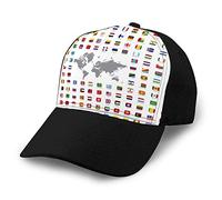 Gorra de béisbol Hip Hop Gorra de ala Plana Ajustable Sombrero de béisbol Deportivo Outdr Banderas del Mundo Unisex Todos los Sombreros de Camionero