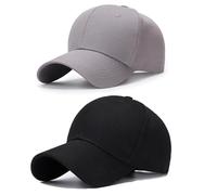 Gorra de Béisbol Hombre Mujer, 2 Pack Básica Sombrero Ajustable con Velcro 6 Panel Gorra Casuales de Algodón Running Golf Snapback Baseball Cap