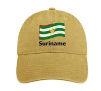 Gorra De Béisbol Hombre Mujer Surinam Bandera Nacional Algodón Lavado Perfil Bajo Vintage Distressed Ajustable Partido De Fútbol