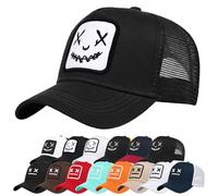 Gorra de béisbol Hombre Quirky Bizarre Bordado Sombreros Gorras de Camionero Hip Hop Malla Ajustable Espalda UPF 50+ Protección UV Verano Sombrero para El Sol Gorra Deportiva (Z_Negro Blanco)