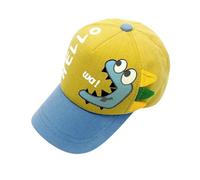 Gorra de béisbol Infantil con Estampado de Dinosaurios y Letras Coreanas, Ajustable, para Primavera y Verano, protección Solar UPF 50+ para Actividades al Aire Libre (Yellow, 2-8 Years)