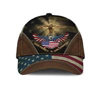 Gorra De Béisbol Jesús, Dios, Familia Y Patria, Cristianismo Brown Sombrero del Camionero Transpirable Ajustable Unisex Sombreros, para Exterior, Playa, Deporte, 57-60cm