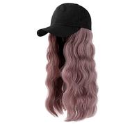 Gorra de béisbol larga ondulada y rizada con pelo y extensiones de pelo para mujer