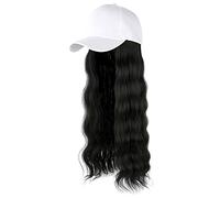 Gorra de béisbol larga ondulada y rizada con pelo y extensiones de pelo para mujer