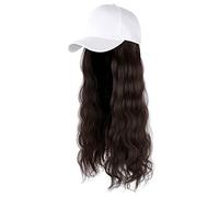 Gorra de béisbol larga ondulada y rizada con pelo y extensiones de pelo para mujer