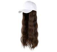 Gorra de béisbol larga ondulada y rizada con pelo y extensiones de pelo para mujer