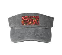 Gorra de béisbol lavada con estampado de chile y pimienta, para actividades al aire libre, vintage, clásica, a la moda, para deportes, gris, Talla única