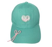 Gorra de béisbol ligera de algodón para mujer, con lazo bordado, ajustable, color verde, con lazos de amor, adornados, color menta, verde, Love