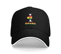 Gorra De Béisbol Me Encanta La Bandera De Ghana Gorra De Táctico Mujer Casual Gorras De Golf, para Senderismo, Deporte, Playa, 55-59cm