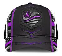 Gorra De Béisbol Mes De Concientización sobre La Fibromialgia, Corazón con Lazo Morado Sombrero del Camionero Hombre Clásica Gorras De Golf, para Cámping, Deporte, Exterior, 57-60cm