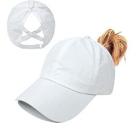 Gorra de Béisbol Mujer Cola de Caballo,Ponycap de High Messy Bun,Verano Transpirable Gorra Secado rápido del Deporte,Ajustable Buckle,Malla Transpirable Casuales (Blanco)