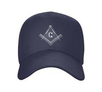 Gorra de béisbol Negra Ajustable con el símbolo de la escuadra y el compás de la masonería, Regalos Divertidos para Hombres y Mujeres. Gorra Lisa Estilo Dad Hat.