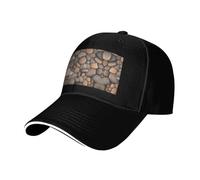 Gorra de béisbol negra con estilo casquette, estampado de guijarros en la playa, perfecta para vacaciones en la playa, deportes, viajes, actividades al aire libre, Negro, Talla única