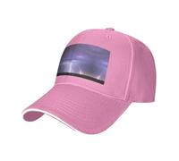 Gorra de béisbol negra con estilo casquette, estampado de tormenta de rayos, perfecta para vacaciones en la playa, deportes, viajes, actividades al aire libre, rosa, Talla única