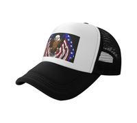 Gorra de béisbol negra de malla con estampado de águila patriótica de la bandera de Estados Unidos, sombrero de sol ajustable, adecuado para viajes al aire libre y uso diario, Negro, talla única