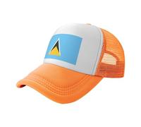 Gorra de béisbol negra de malla estampada con la bandera de Santa Lucía, sombrero de sol ajustable, adecuado para viajes al aire libre y uso diario