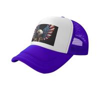 Gorra de béisbol negra estampada con la bandera del águila americana, gorra de camionero de malla unisex, para viajes, camping, deportes al aire libre, Morado (, L
