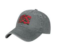 Gorra de béisbol negra HJFCZH Many Red Roses Printing Cotton Classic Hat para hombres y mujeres, ligera y transpirable, Gris, talla nica