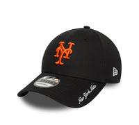 New Era Gorra de béisbol 9Forty con visera para adulto, diseño de los New York Mets, color negro
