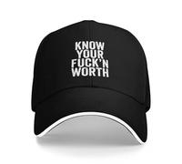 Gorra de béisbol para Hombre Know Your FCK'N Worth Gorras de béisbol de Verano para Mujer Sombrero de Golf de Playa Masculino Unisex Gorra de Pico Regalo