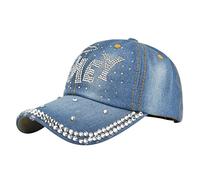 Gorra de béisbol para hombre y mujer, estilo retro, estilo retro, lavada, color liso, con diadema, azul celeste, Talla única