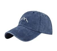 Gorra de béisbol para hombre y mujer, estilo retro, lavada y destruida, color liso, con visera de lana, azul marino, Talla única