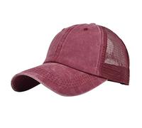 Gorra de béisbol para hombre y mujer, estilo retro, lavada y destruida, color sólido, para cruce de ferrocarril, Vino, Talla única