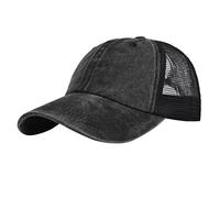 Gorra de béisbol para hombre y mujer, estilo retro, lavada y destruida, color sólido, para cruce de ferrocarril, Negro, Talla única