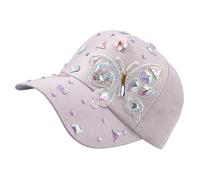 Gorra de béisbol para mujer con diseños de mariposa brillante, cómoda protección solar para uso casual, actividad, deporte, casual, sombrero deportivo, gris, Talla única