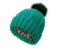 Gorra de béisbol para mujer, gorro cálido de invierno para mujer, gorro de punto con pompón para mujer, verde, Talla única