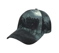 Gorra de béisbol para mujeres y hombres, diseño de carruaje fantasma de Halloween, luna, noche, ajustable, para gorra de béisbol para mujeres y hombres, color negro