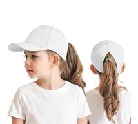 Gorra de béisbol para niños de 3 a 8 años con cola de caballo para niñas y niños, gorra de visera para el sol, protección UV, gorra de verano, gorra de tenis, gorra de sol, visera UPF 50+, Blanco,