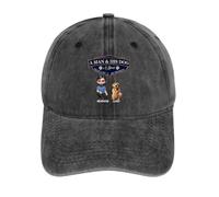 Gorra de béisbol personalizada con texto en inglés "A Men and His Dog A Bond That Can't Be Broken" con nombre personalizado divertido de dibujos animados para dueño de mascotas, gorra de béisbol