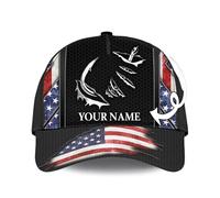 Gorra De Béisbol Personalized Fishing with Fish Hook and Vintage American Flag On It Golf Hat Transpirable Gorra Trucker Proteccion Solar Gorras De Hombre para Camping Senderismo Viaje