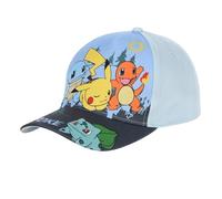 Gorra de béisbol Pokemon, gorra con visera para niños y niñas, gorra de Pikachu ajustable, protección solar, azul claro, 52