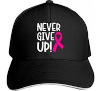 Gorra de béisbol Sombrero de cáncer de Mama, Logotipo de Cinta Rosa Gorra de béisbol Nunca te Rindas Sándwich de Conciencia