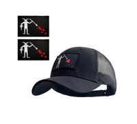 Gorra de béisbol táctica Seal Team para hombre y mujer con cierre snapback, gorra elástica para correr/pescar, negro + 2 parches, 6 (Reino Unido), L