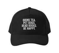 Gorra de béisbol Toma té, acaricia Perros, Lee Libros, sé Feliz. para Amantes de los Animales, Gorra de Visera Curva para Ropa Urbana, Transpirable y Ajustable.