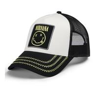 Amplified Gorra de béisbol Trucker con cierre ajustable y transpirable, Nirvana, Blanco-Negro-Amarillo, Talla única
