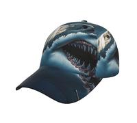 Gorra de béisbol unisex ajustable con diseño de tiburón boca abierta para deportes al aire libre, negro, talla única, Negro , Talla única