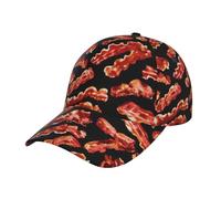 Gorra de béisbol unisex con patrón de tocino para todos los días, ligera, estilo polo, ala curvada, color negro