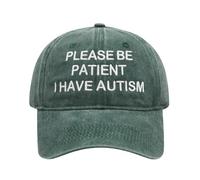 Gorra de béisbol unisex de algodón con texto en inglés "Please Be Patient I have", visera ajustable para mujer, para correr, Verde tirando a negro, Talla única