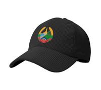 Gorra de béisbol unisex de pana con insignia militar de la República Democrática Popular Lao, gorra de camionero ajustable, protección solar UV, Negro, Talla única