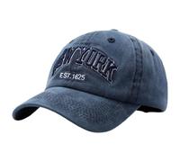 Gorra de béisbol vintage de mezclilla lavada con letras bordadas, unisex, estilo New York, sombrero de papá 1350 United, azul marino, Talla única