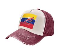 Gorra de Béisbol Vintage de Moda,de Algodón Lavado con Efecto Desgastado,con Estampado de La Bandera de Venezuela,Unisex,para Actividades Al Aire Libre,Estilo Urbano y para IR Al Trabajo. Dark Red