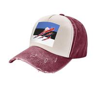 Gorra de Béisbol Vintage Suave y Cómoda, Lavada y Desgastada, Unisex, con Estampado de La Bandera de Estonia, Ala Curva, para el Sol, para Uso Diario en La Calle y para Ir Al Trabajo. Dark Red