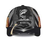 Gorra De Béisbol Wo Custom Name Fishing Fishing and Metal Pattern Graphic On It Snapback Sombrero Ajustable Gorra Trucker Vintage Gorras De Hombre para Pescar Viaje Senderismo