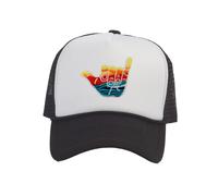 Gorra de camionero con parche ""Aprende a surfear"" de Gravity Threads Hang Loose - Negro y blanco